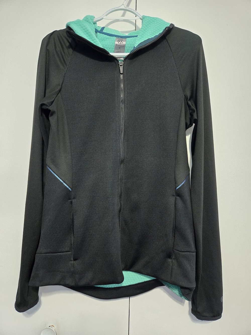 Champion Women's Full Zip Performance Hoodie Black Aqua Size Medium